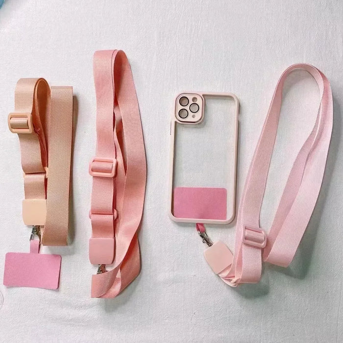 Detachable Adjustable Strap Crossbody Patch Phone Lanyard For Phone Flat Nylon Patch Necklace Clip Snap Hanging Cord Rope
