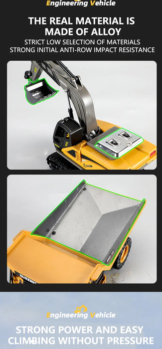 RC Excavator Dumper Car 2.4G Remote Control Engineering Vehicle Crawler Truck Bulldozer Toys for Boys Kids Christmas Gifts