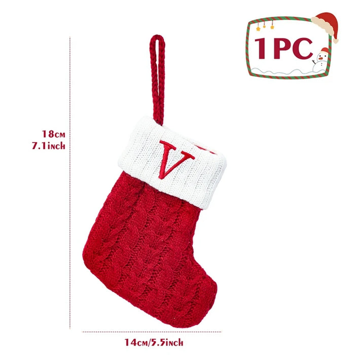 Christmas Alphabet Knitting Socks Christmas Tree Ornaments Christmas Decorations For Home 2025 Navidad Noel New Year 2026 Gifts