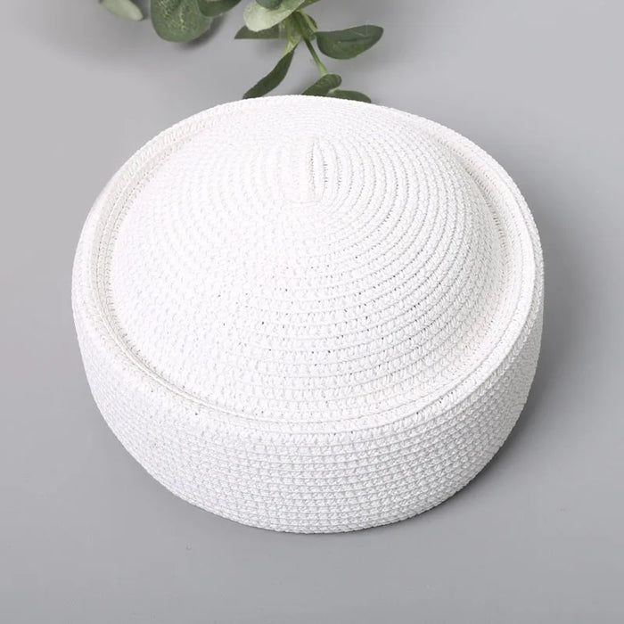 Straw Pillbox Hat Summer Beret Sun Hats Japanese Retro Weeding Fedora Hostess Fashion Millinery Fascinator Designer Painter Hat