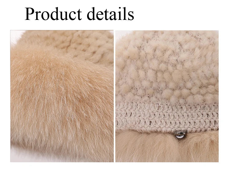 New Women Winter Luxury Knitted Real Mink Fur Bomber Hat Natural Warm Fox Fur Cap Girls Quality Soft 100% Genuine Mink Fur Hats