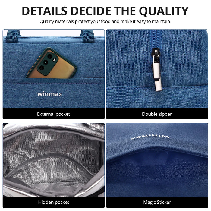 Lunch Box Thermal Bag Portable Waterproof Durable Wide Opening
