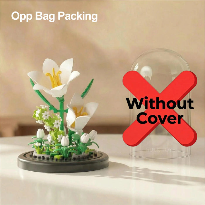 White lily micro block bouquet, version without dome