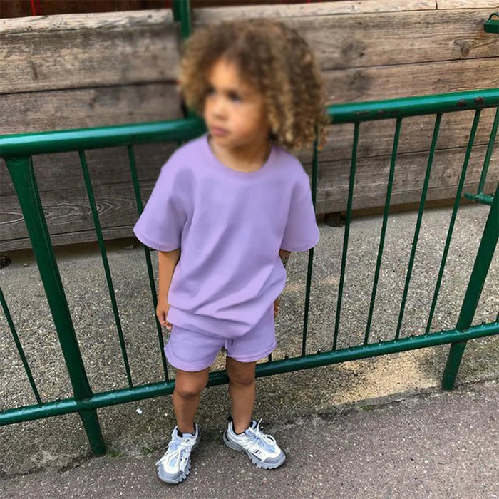Summer Essential Tracksuit Children's Clothing Sets Suit For Girls Short Sleeve Top+Shorts Boys Costume Kids Outfits Sportswear