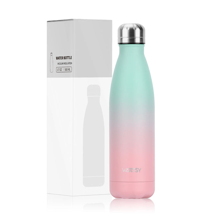 WATERSY 500ml Insulated Water Bottle, Stainless Steel Thermal Leakproof Flask, BPA-Free Double Walled Vacuum Bottle for Sports