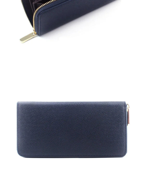 Custom Initial Letters Genuine Saffiano Leather Unisex Long Wallet Purse