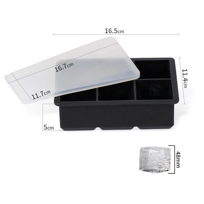 LMETJMA Large Ice Cube Trays with Lids Silicone Ice Cube Square Molds BPA Free Ice Cube Molds for Whiskey Cocktails JT09