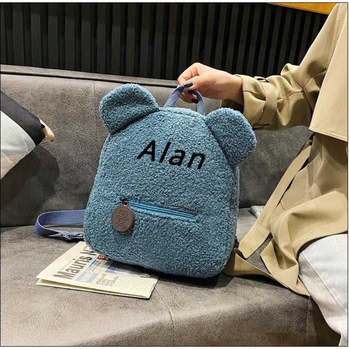 Womens Girls Cute Bear Pattern Backpack Plush