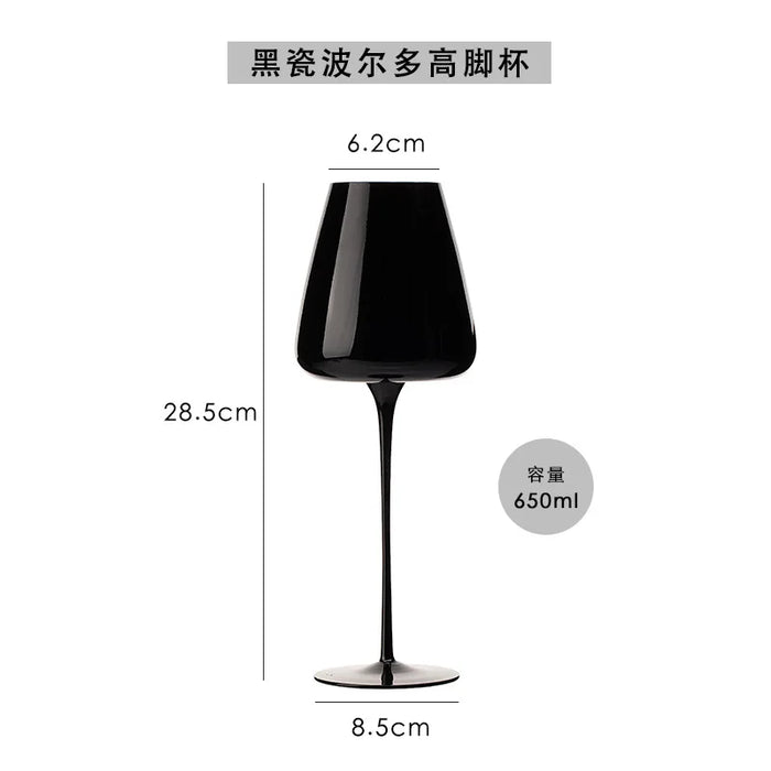 Nordic Black Goblet Black Porcelain Crystal Glass Red Wine Glass Bordeaux Cup Home Ornament Wine Glass Champagne Glass