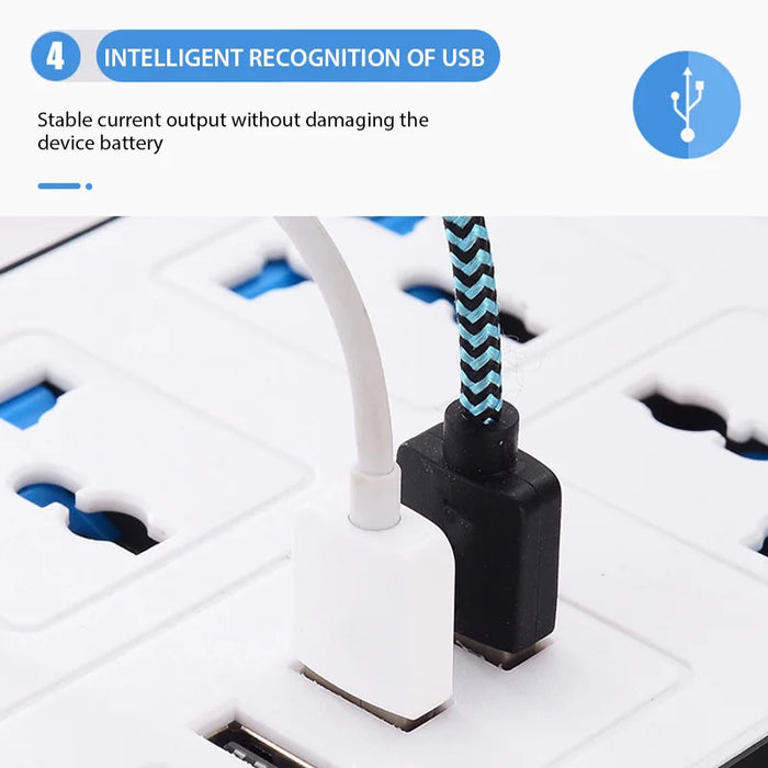Power Multi Tap Universal Plug EU US UK Outlet Power Strip with 2m Extension Cord AC Type C USB Port Charge Electrical Socket
