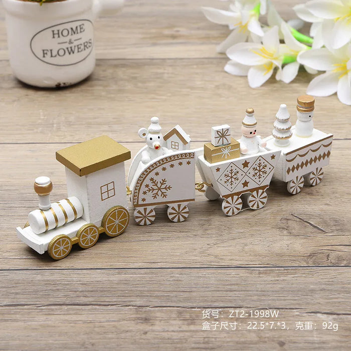 Christmas Decorations Wooden Four Section Small Train Festival Children's Gifts Toy