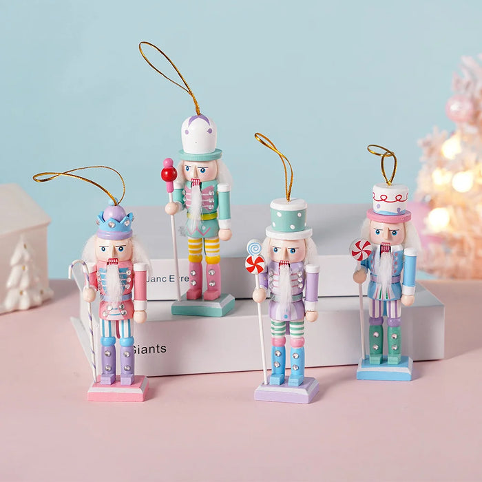 4Pcs Candy Series Nutcracker Puppet Christmas Tree Pendant Wooden