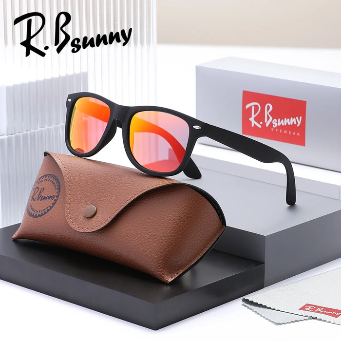 RBsunny Classic Polarized Sunglasses Men Women Outdoor UV400 Retro Black Frame Glasses Male Fashion Anti Glare Driving Eyewear