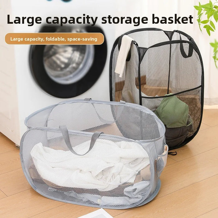 Large Capacity Laundry Basket Foldable Storage Basket with Ventilated Skeleton for Dirty Clothes Easy to Carry and Organize
