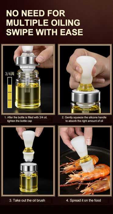 Silicone Oil Brush Bottle Kitchen BBQ Oil Brush Dispenser Not-leaking Barbecue Grill Honey Liquid Baking Pastry Pancake Brush