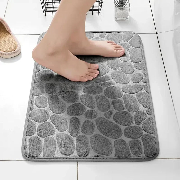 Non Slip Carpets Cobblestone Embossed Bathroom Side Floor Rug Memory Foam