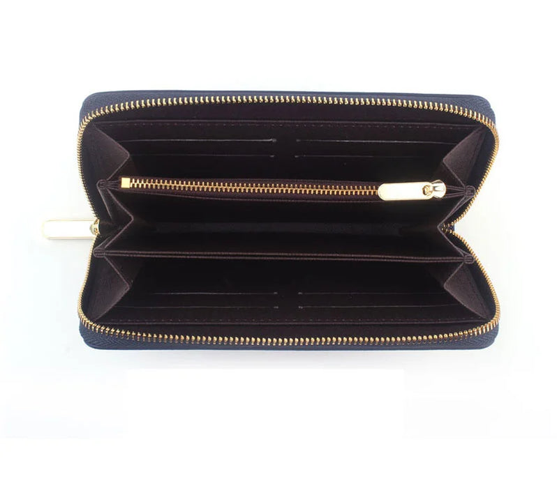 Custom Initial Letters Genuine Saffiano Leather Unisex Long Wallet Purse