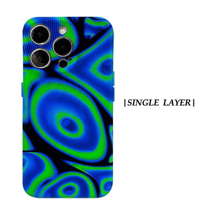 Aegis case Protective Bumper for Magnetic Magsafe for iPhone 17 16 15 14 Plus 13 Pro Max Hard PC  Neon Green and Blue Abstract