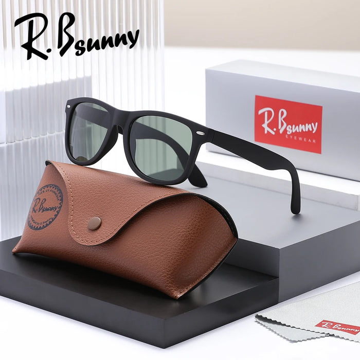 RBsunny Classic Polarized Sunglasses Men Women Outdoor UV400 Retro Black Frame Glasses Male Fashion Anti Glare Driving Eyewear