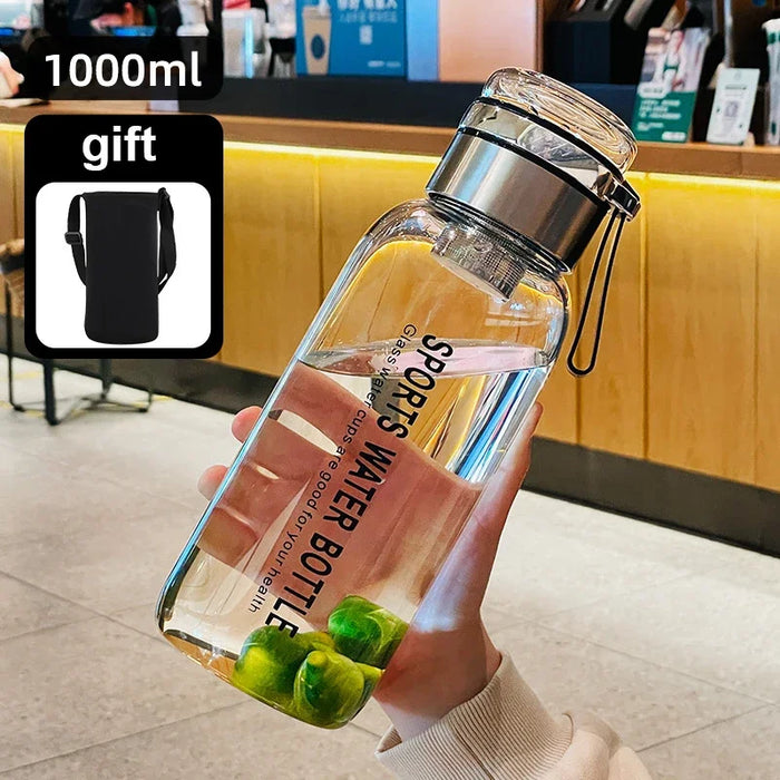 Large Capacity Glass Water Bottle Transparent Milk Juice Cup  for Tour Outdoor Sports and Travel Leak Glass Bottle