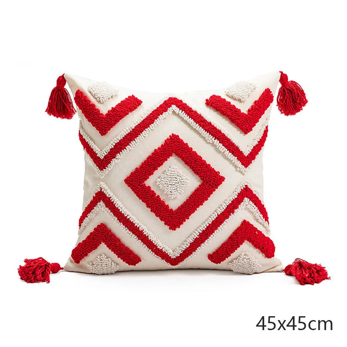 Bohemian Pillow Cushion Cover Geometry Embroidered Tassel EmbroideryLong Pillowcase Living Room Sofa Home Decor Customized