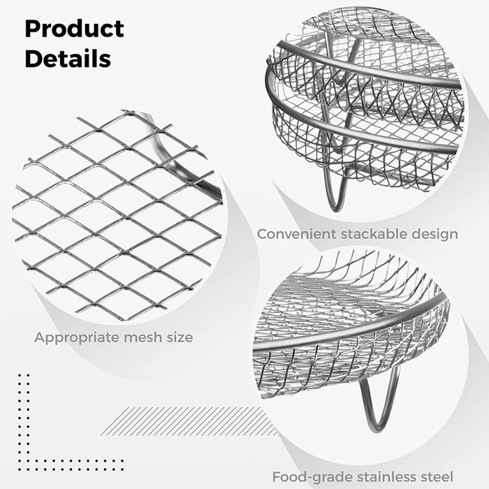 3Layers Air Fryer Rack Stainless Steel Stackable Grill Food Dehydrator Basket Air Fryer Accessory  Cook Several Food in One Time