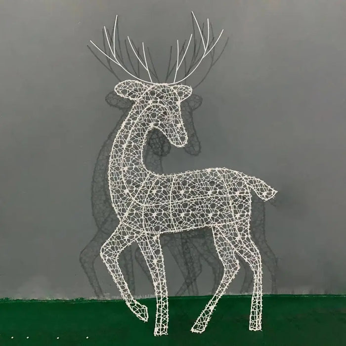 Metal Frame Reindeer Decor Glowing Christmas Deer Ornament Set with Led Lights