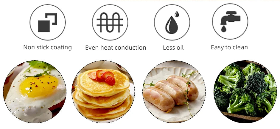 2/ 4 Holes Frying Pot Pan Black Thickened Kitchen Omelet Non-Stick Egg Poacher Pancake Crepe Steak Cooking Ham Breakfast Maker
