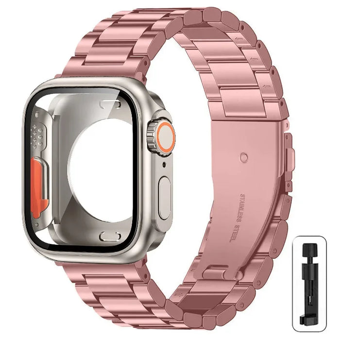 Change to Ultra Case+Band For Apple Watch 46mm 44 42mm 45mm Metal Stainless Steel strap for iWatch series Series 10 9 8 7 6 SE 5