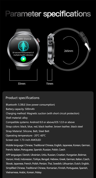 2025 New Micro Physical Examination ECG SmartWatch Blood Pressure Emotional Detection Fatigue Monitoring Smartwatch
