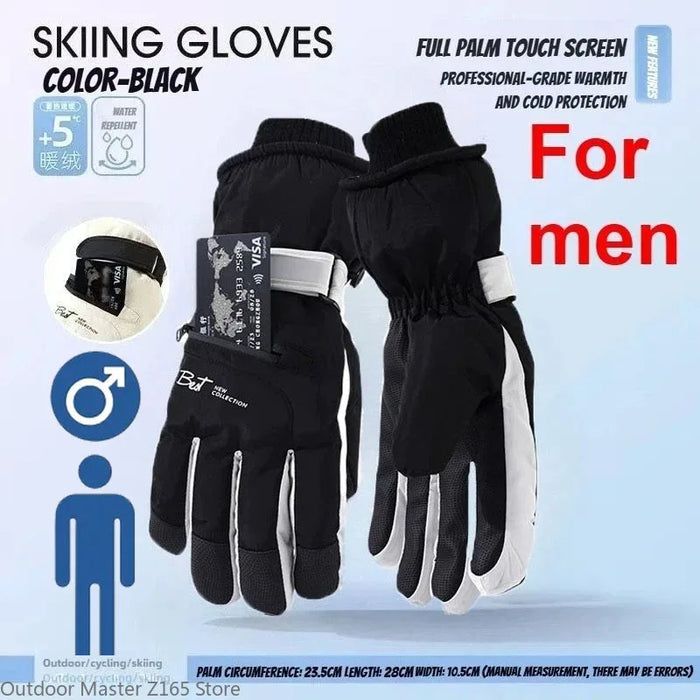 Winter Cycling Gloves Non Slip Touch Ski Gloves Snowboard Accessories Waterproof Pocket Warm Men's and Women's Thermal Gloves