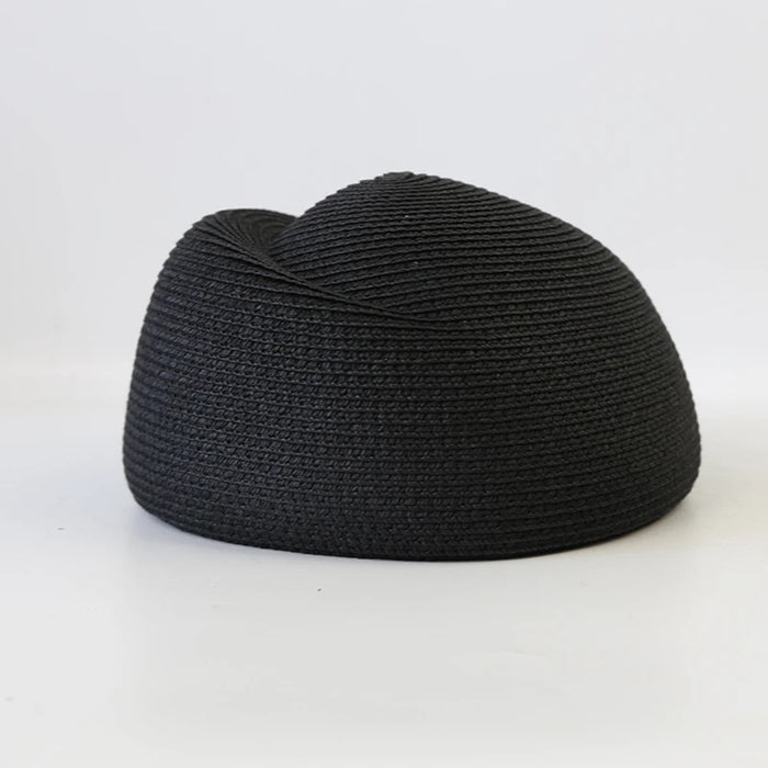 Straw Pillbox Hat Summer Beret Sun Hats Japanese Retro Weeding Fedora Hostess Fashion Millinery Fascinator Designer Painter Hat
