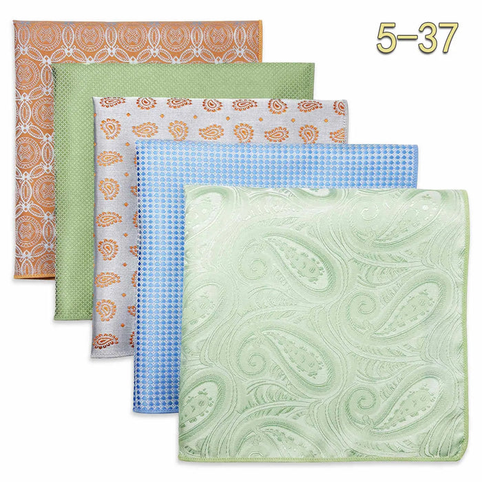 5 Pieces Mens Pocket Squares Wedding Handkerchiefs Set Fashion Formal Bundle Luxury Unique