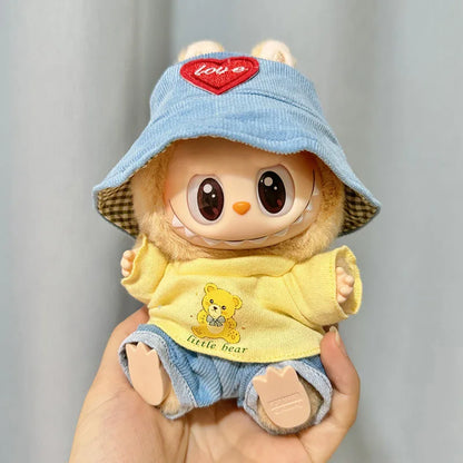 Mini Plush Doll'S Clothes Outfit Accessories For 17cm Korea Kpop Labubu I II Idol Dolls sit party overalls Clothing
