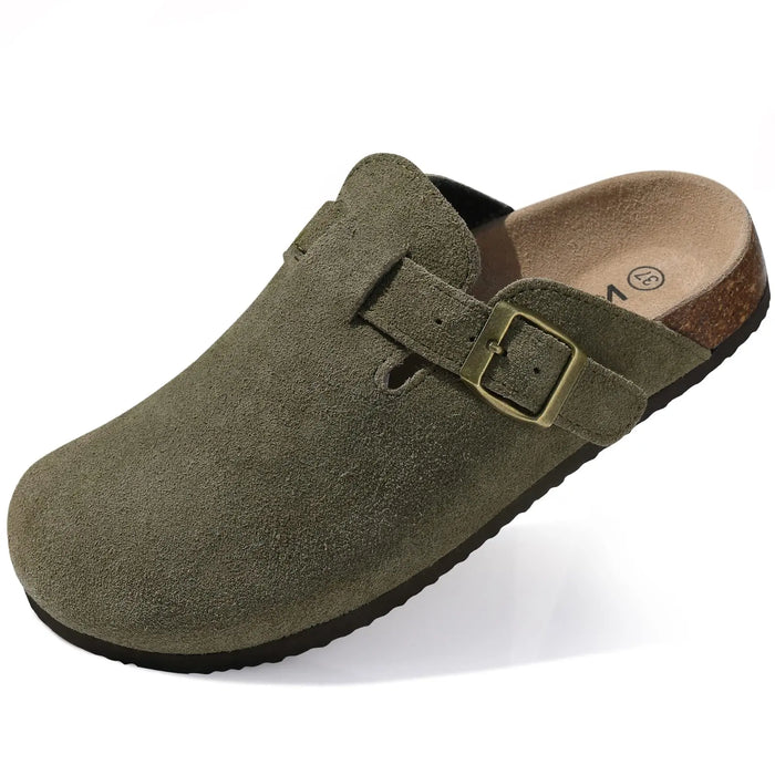 KIDMI Suede Clogs for Women Men Mules Cork Footbed Sandals With Arch Support Fashion Nonslip Outdoor Beach Slippers Home Shoes