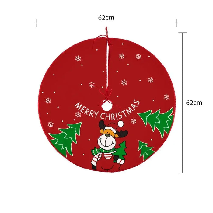 62CM Cartoon Christmas Tree Skirt Crafts Tree Surround Base Set