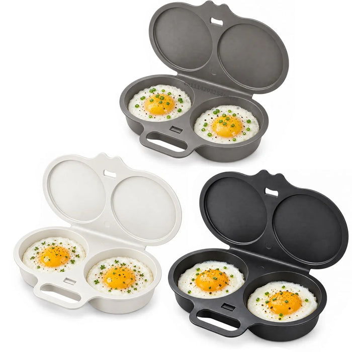 Microwave Egg Cooker Double Cavity Egg Poacher Food Grade Non Stick Egg Steamer Oil Free Breakfast Maker Reusable Kitchen Mold