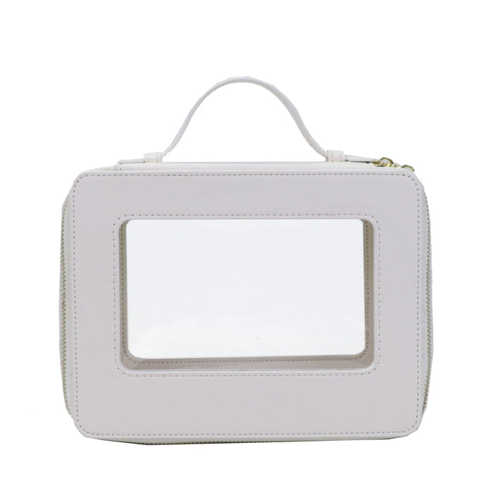 Customized Letters Transparent Makeup Bag Saffiano Portable Cosmetic Case