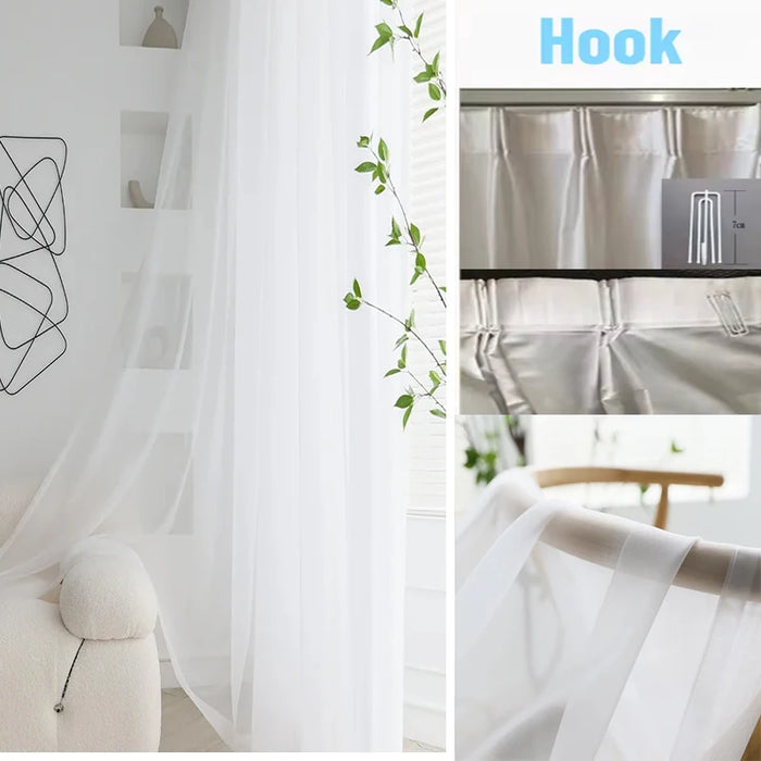 Modern Simple White Tulle Window Trillon Sheer Curtains for Living Room Bedroom Dining Transparent Decor Wedding 창문커텐 Door HOTEL