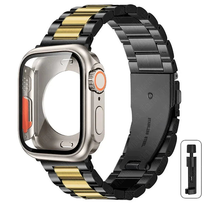 Change to Ultra Case+Band For Apple Watch 46mm 44 42mm 45mm Metal Stainless Steel strap for iWatch series Series 10 9 8 7 6 SE 5