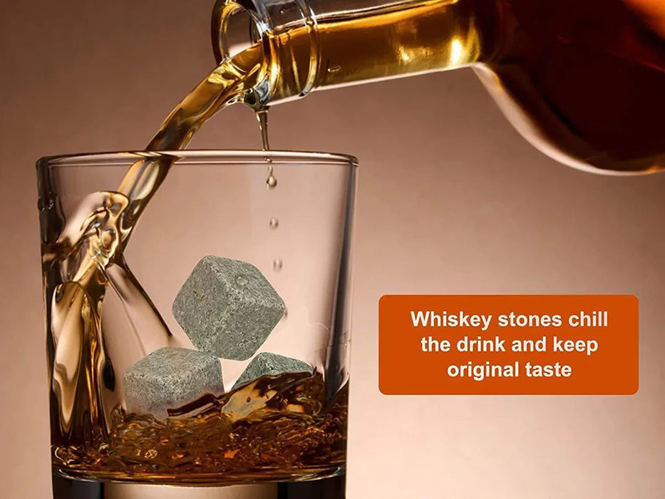Christmas Valentine's Gift Whiskey Stones Glasses Set Granite Ice Cube For Whisky in Wooden Bottle Box Present For Dad Husband