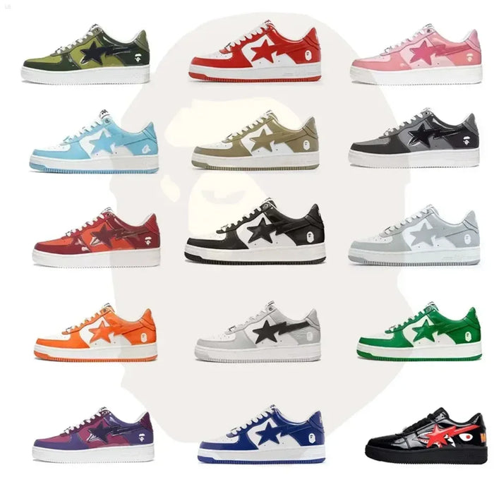 A BATHING APE Men and Women Vibe BapeGoose Sports Sneakers Unisex Air None-Slip Breathable Bapesta Low Outdoor Walking Shoes