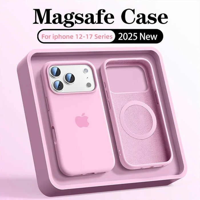 Original Liquid Silicone Magsafe Case for Apple iPhone 17 13 15 16 14 Pro Max Wireless Charging 12 15 16 17 Magnetic Soft Cover