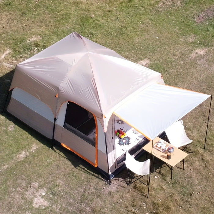 Outdoor Multi-person Camping Tent - Thickened Rainproof Two Rooms One Living Room Portable Family Camping, Courtyard Tent, Awning Set - For Families & Outdoor Enthusiasts - Suitable for Camping, Hiking & Picnics - Perfect Chr