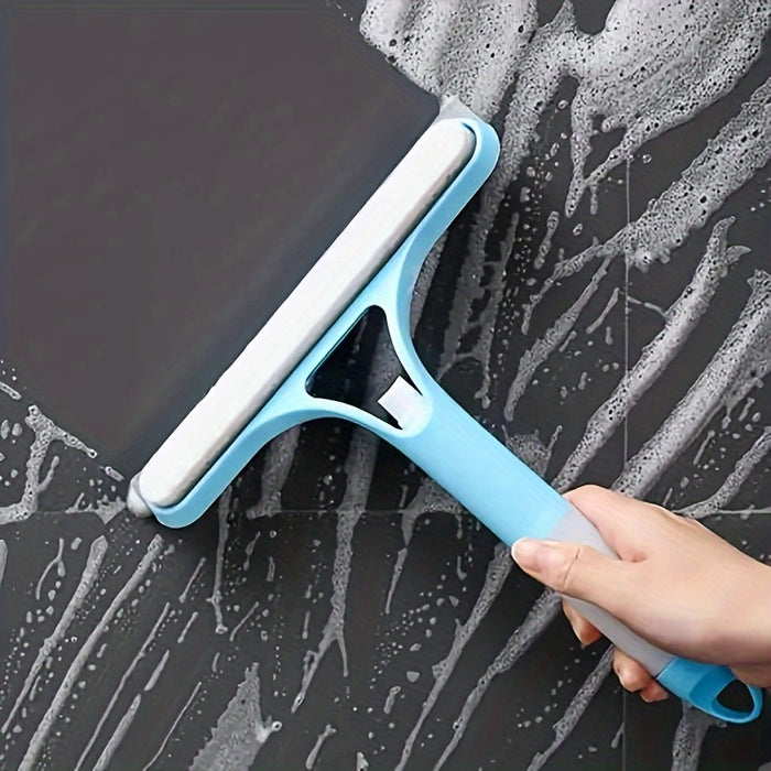 1pc Versatile 3-in-1 Glass Cleaning Tool with Spray Bottle - Double-Sided Scraper & Brush for Effortless Cleaning of Mirrors, Windows, Car Windshields, and More - Durable PC Material, Blue & White, Car Cleaning Accessories