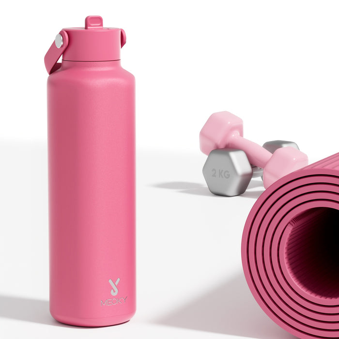 Meoky 24oz Hexagonal Insulated Stainless Steel Water Bottle - Leakproof, BPA-Free, Keeps Drinks Cold for 24 Hours, with Lid & Spout, Portable with Handle - Ideal for Sports, Fitness, Hiking, Driving - Great Thanksgiving & Chr
