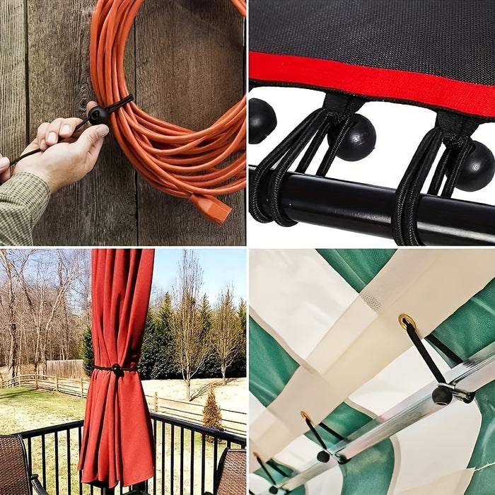 20pcs Heavy Duty Bungee Cord Balls with 20 Pcs, UV Resistant for Camping, Tarp, Shelter, Cargo, Tent Poles, RV, Net