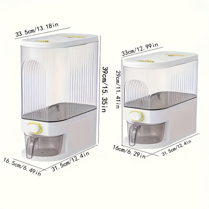 11.02LB/22.05LB Rice Dispenser, Large Dry Grain Storage Container with Measuring Cup And Time Scale, Food Dispenser for Kitchen Organization And Food Storage Room Used to Hold Grain Dry Grain