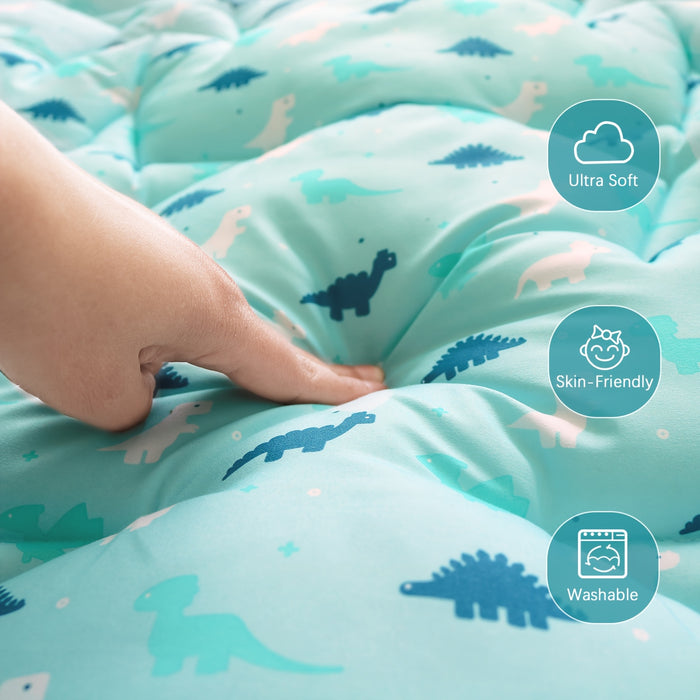 50" x 50" Portable Play Mat - Soft Turquoise Plush Padding, Durable Polyester for Safe Floor Protection, Foldable Geometric Pattern Activity Mat for Youngsters