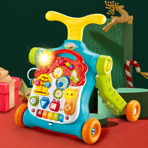 5 in 1 Baby Walker Sit-to-Stand Toys, Learning Walker for Boys Girls Toddler, Multifunctional Educational Activity Center Removable Play Panel, Push Walker Toys Gifts for Infant 6+ Months, Birthday Gift, Children'S Gifts, Eas